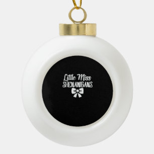 Kids Little Ms Shenanigans Cute St Patricks Day Ki Ceramic Ball Christmas Ornament