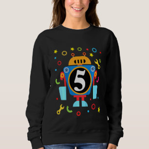 Kids Little Robot Birthday 5th Birthday Technician Sweatshirt