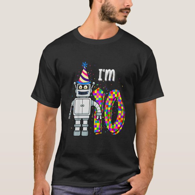 Kids Little Robot I'm 10 Year Old Robotic Science  T-Shirt (Front)