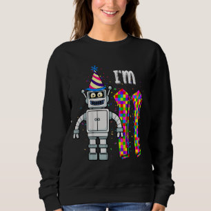 Kids Little Robot I'm 11 Year Old Robotic Science Sweatshirt