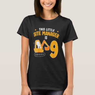 Kids Little Site Manager 9th Birthday 9 Year Digge T-Shirt