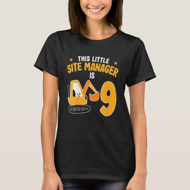 Kids Little Site Manager 9th Birthday 9 Year Digge T-Shirt (Front)