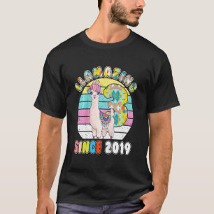 Kids Llama Girl 3 Year Old Llamazing Alpaca Birthd T-Shirt