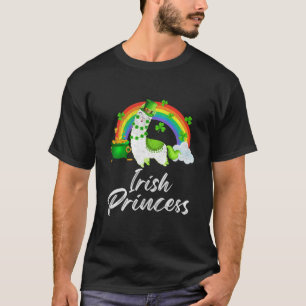 Kids Llama Irish Princess Rainbow Shamrock St Patr T-Shirt