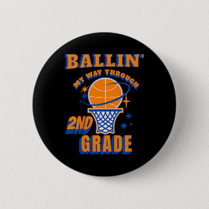 Kids Llin' My Way Through 2nd Grade Sketll-themed 6 Cm Round Badge