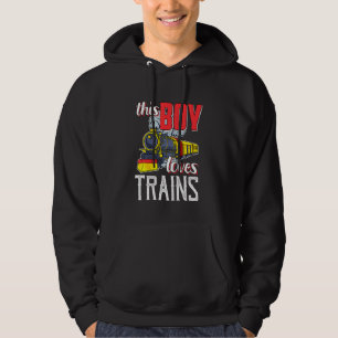 Kids Locomotive Steam Engine Railfan -This Boy Lov Hoodie