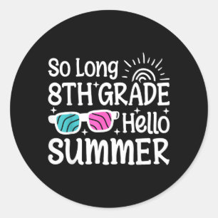 Kids Long 8th Grade Hello Summer Boys Graduation Classic Round Sticker