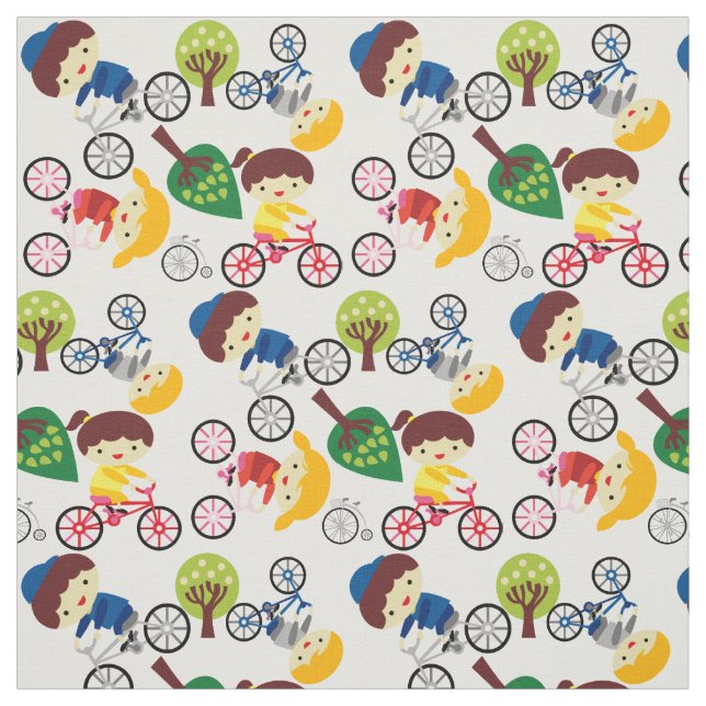 Kids Love Bicycles Fabric (Swatch)