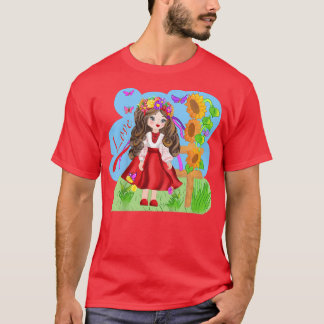 Kids Love Ukrainian Style youth Flower Girl Short T-Shirt
