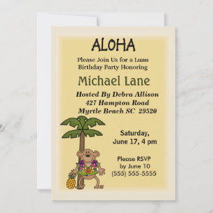 Kids Luau Birthday  Invitation