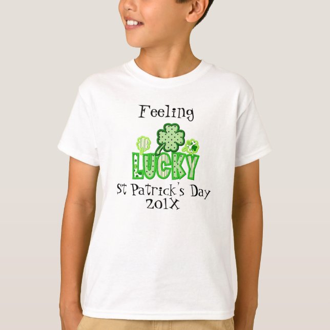 Kids Lucky St Patrick's Day Dated T-Shirt Template (Front)