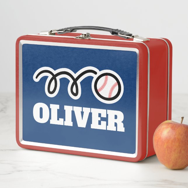 Kid's lunch box with custom baseball sports print (In Situ)