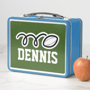 Kid's lunch box with custom rugby ball print