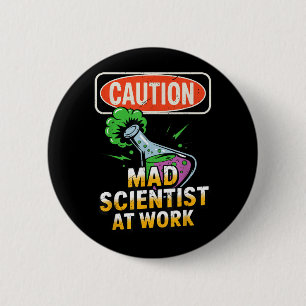 Kids Mad Scientist Chemistry Halloween Science 6 Cm Round Badge