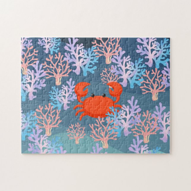 kids magical crab under the sea rainbow pastel jigsaw puzzle (Horizontal)
