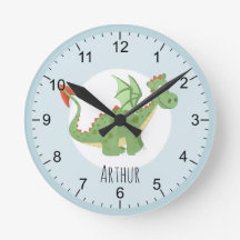 Kids Magical Green Dragon Cartoon Boys Nursery