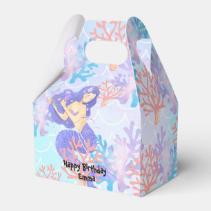 kids magical mermaid under the sea rainbow pastel favour box