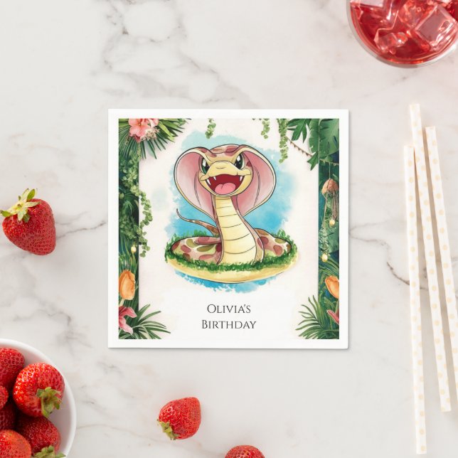 Kids Magical Snake Birthday Napkin (Insitu)