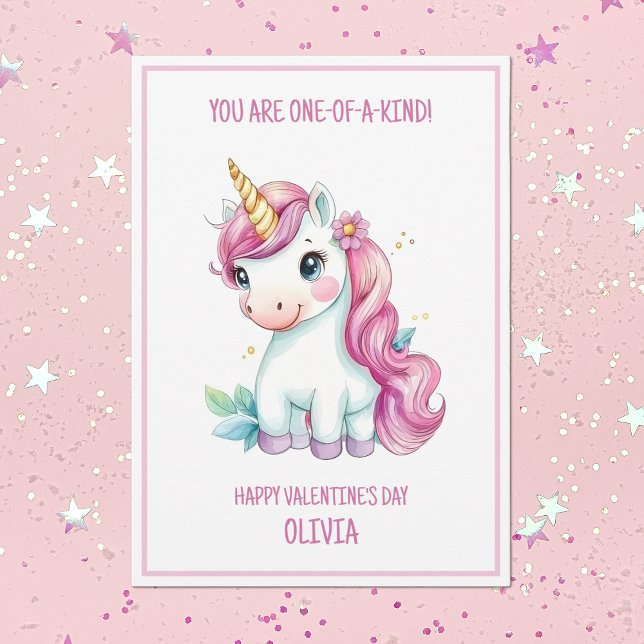 Kids Magical Unicorn Cute Girls Colourful Valentin Holiday Card (Kids Magical Unicorn Cute Girls Colorful Valentine Holiday Card)