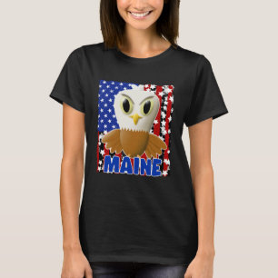 Kids Maine Bald Eagle Proud American Flag Boys Gi T-Shirt