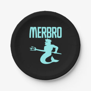 Kids Majestic Merbro Swimming Merman Design Paper Plate