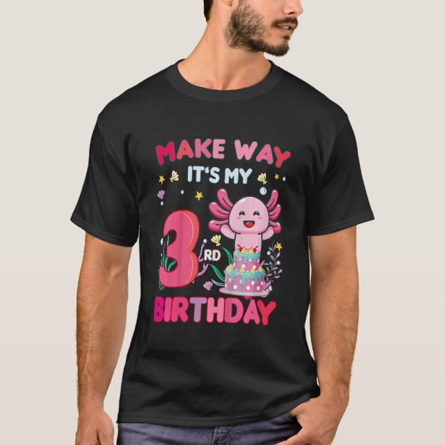 Kids Make Way It's My Birthday Cute Axolotl 3rd Bi T-Shirt (Front)