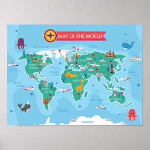 Kids Map of the world poster