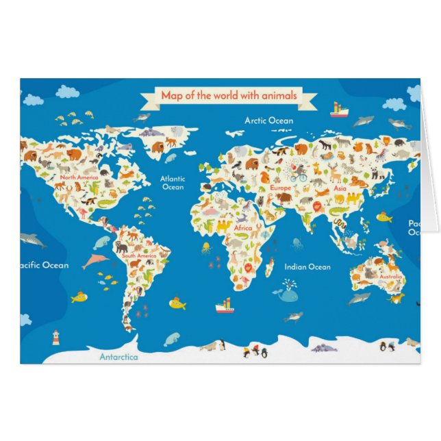 Kids Map of the World With Animals (Front Horizontal)