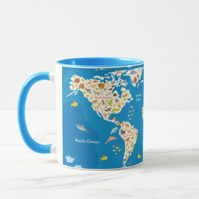 Kids Map of the World With Animals Mug (Left)