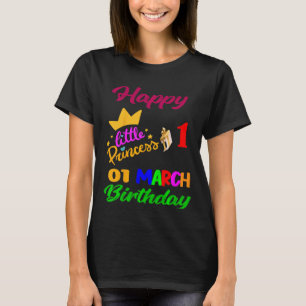 Kids March Girls Birthday 1 March 1st Anniversary T-Shirt