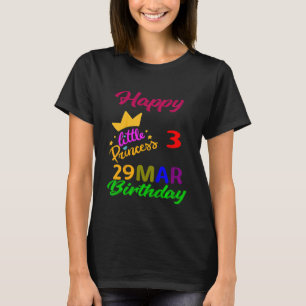 Kids March Girls Birthday 29 March 3rd Anniversary T-Shirt