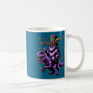 Kids Mardi Gras Bigfoot Dino Sasquatch Coffee Mug
