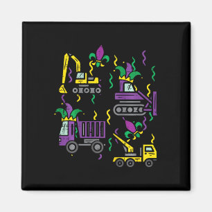 Kids Mardi Gras Construction Truck Cute Vehicle Bo Magnet