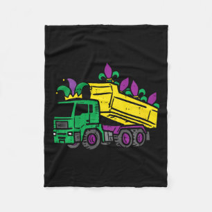 Kids Mardi Gras Dump Truck Cute Construction Boys Fleece Blanket