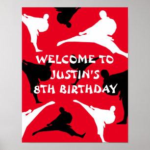 Kid's martial arts Birthday party welcome poster