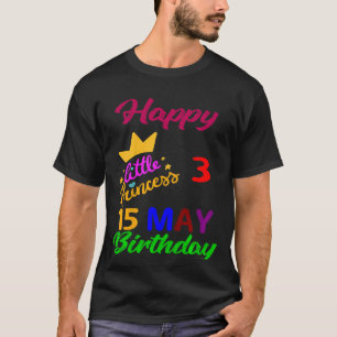 Kids May Girls Birthday 15 May 3rd Anniversary T-Shirt