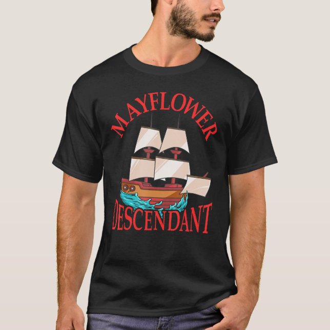 Kids Mayflower Descendant Ship History Gift Pilgri T-Shirt (Front)