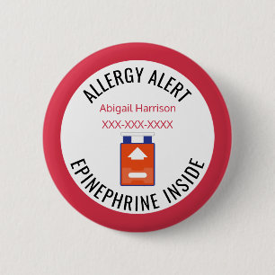 Kids Medical Alert Allergy Epinephrine Inside 6 Cm Round Badge