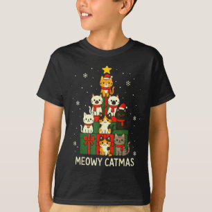 Kids Men Women Meowy Catmas Funny Christmas Cats C T-Shirt