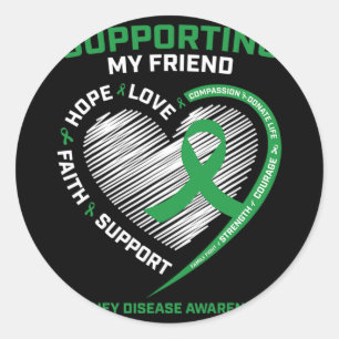Kids Men's Women's Friend Kidney Disease Awareness Classic Round Sticker