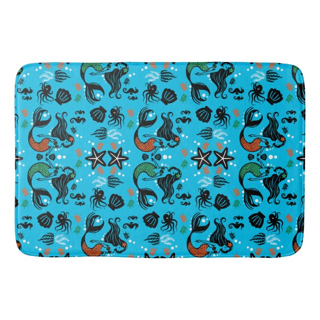 Kids Mermaid Beach Bath Mat (Front)