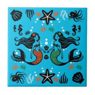 Kids Mermaid Beach Ceramic Tile
