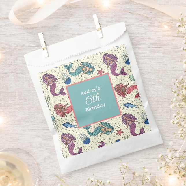 Kids Mermaid Birthday Favour Bag (Clipped)