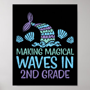 Kids Mermaid Magical Waves 2nd Grade Second First  Poster