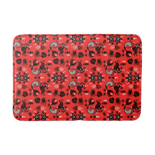 Kids Mermaid Red Pink Bath Mat