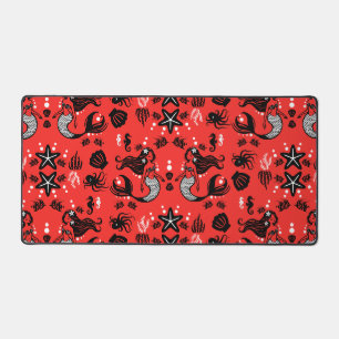 Kids Mermaid Red Pink Desk Mat