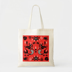 Kids Mermaid Red Pink Tote Bag