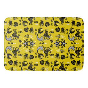 Kids Mermaid Yellow Beach Bath Mat