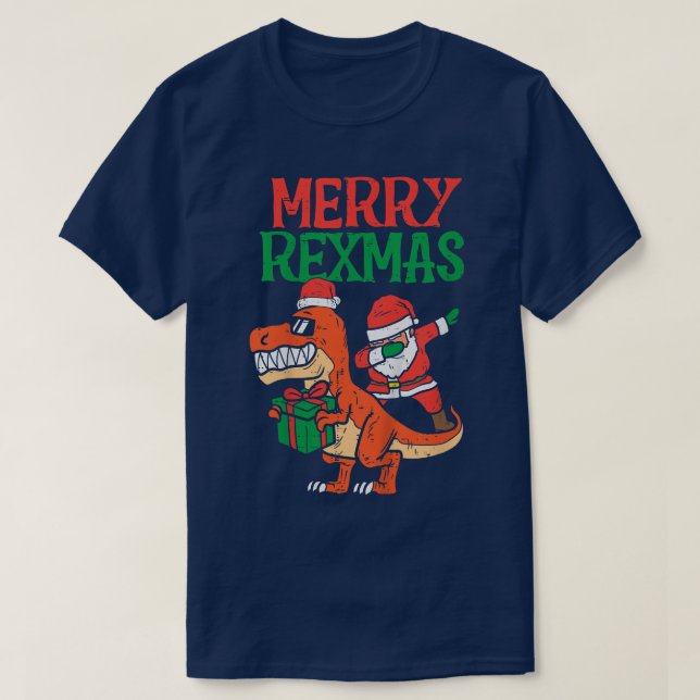 Kids Merry Christmas Dab Santa Tre Dino Toddler Bo T-Shirt (Design Front)