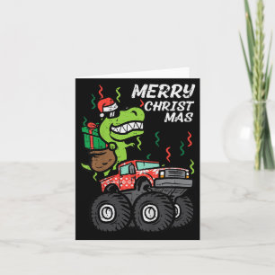 Kids Merry Christmas Dino Monster Truck Xmas Trex  Card